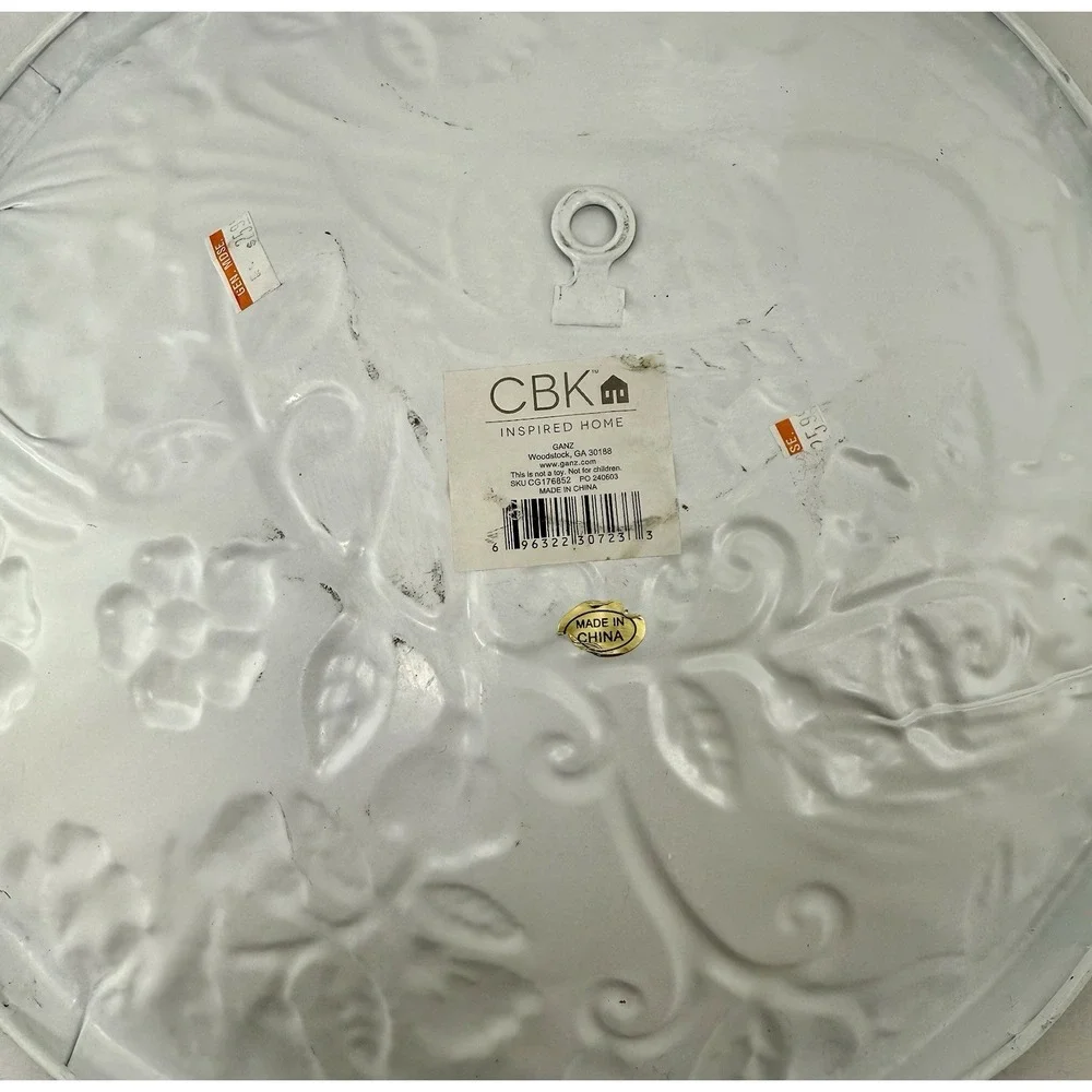 CBK Inspired‎ Home Sage Green Enamel Embossed Bird Wall Plates 11